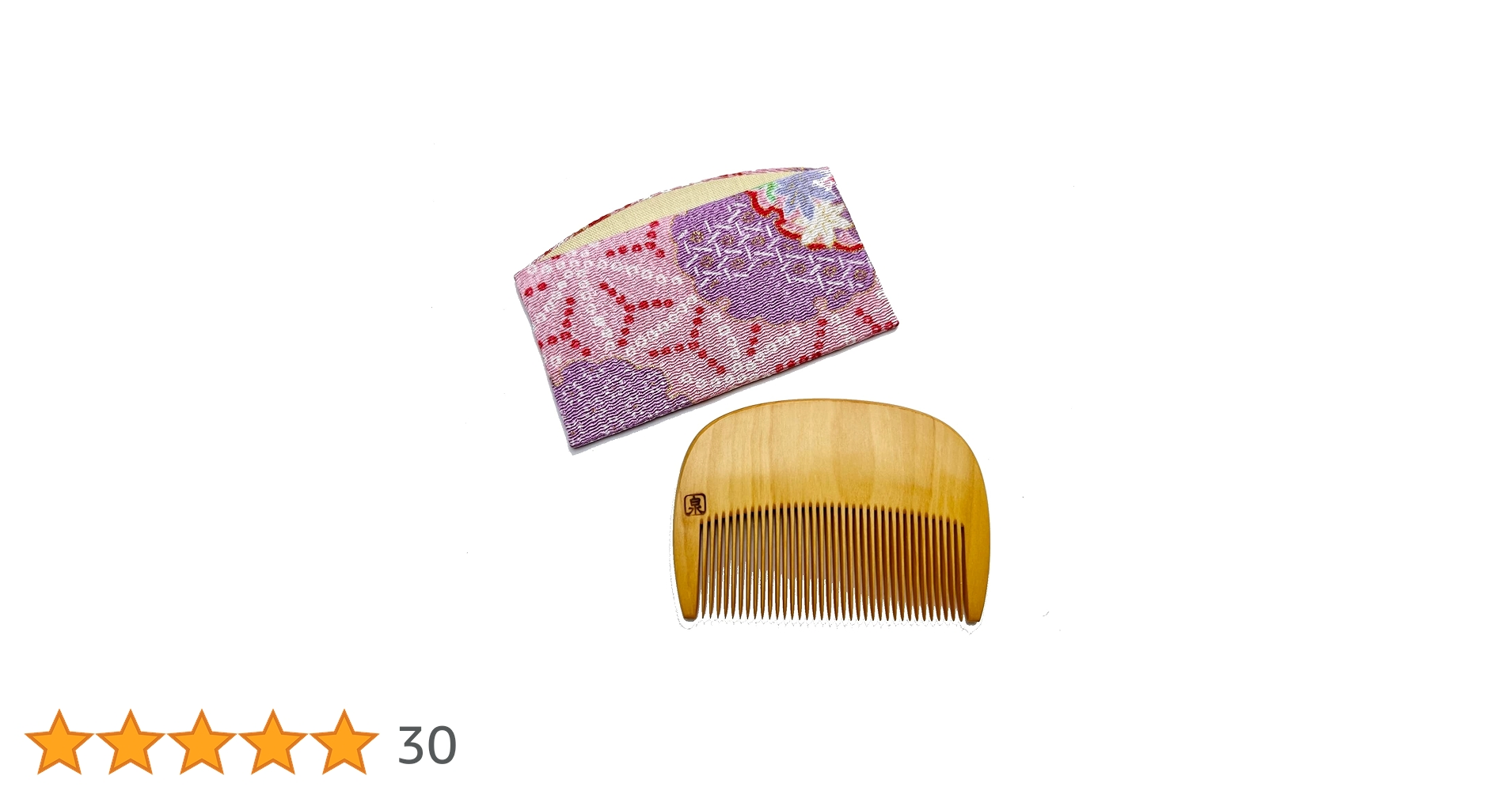 Amazon | 本つげ櫛 花櫛・小花～和柄（赤系）ケース付～ (稍細歯