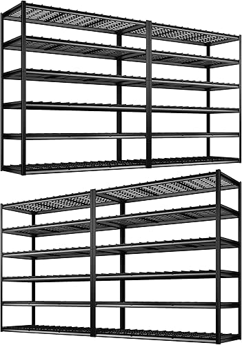 Miniatura 18 de REIBII Estantería de garaje 3500LBS, estantes de almacenamiento de 6 niveles, estante ajustable resistente para cargas pesadas, estante de metal