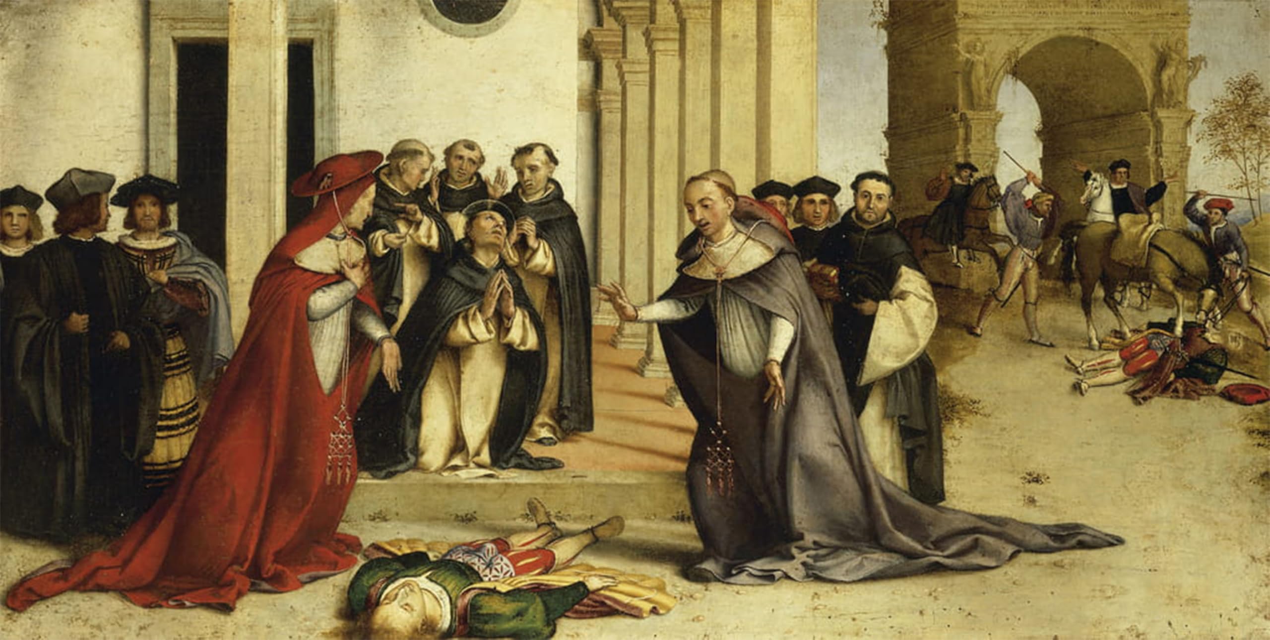 POSTERIIk Vintage Classic Picture Landscape Artwork St Dominic Resurrecting Napoleone Orsini by Famous Artist Portrait Canvas Painting for Office Home Decor 60x90cm