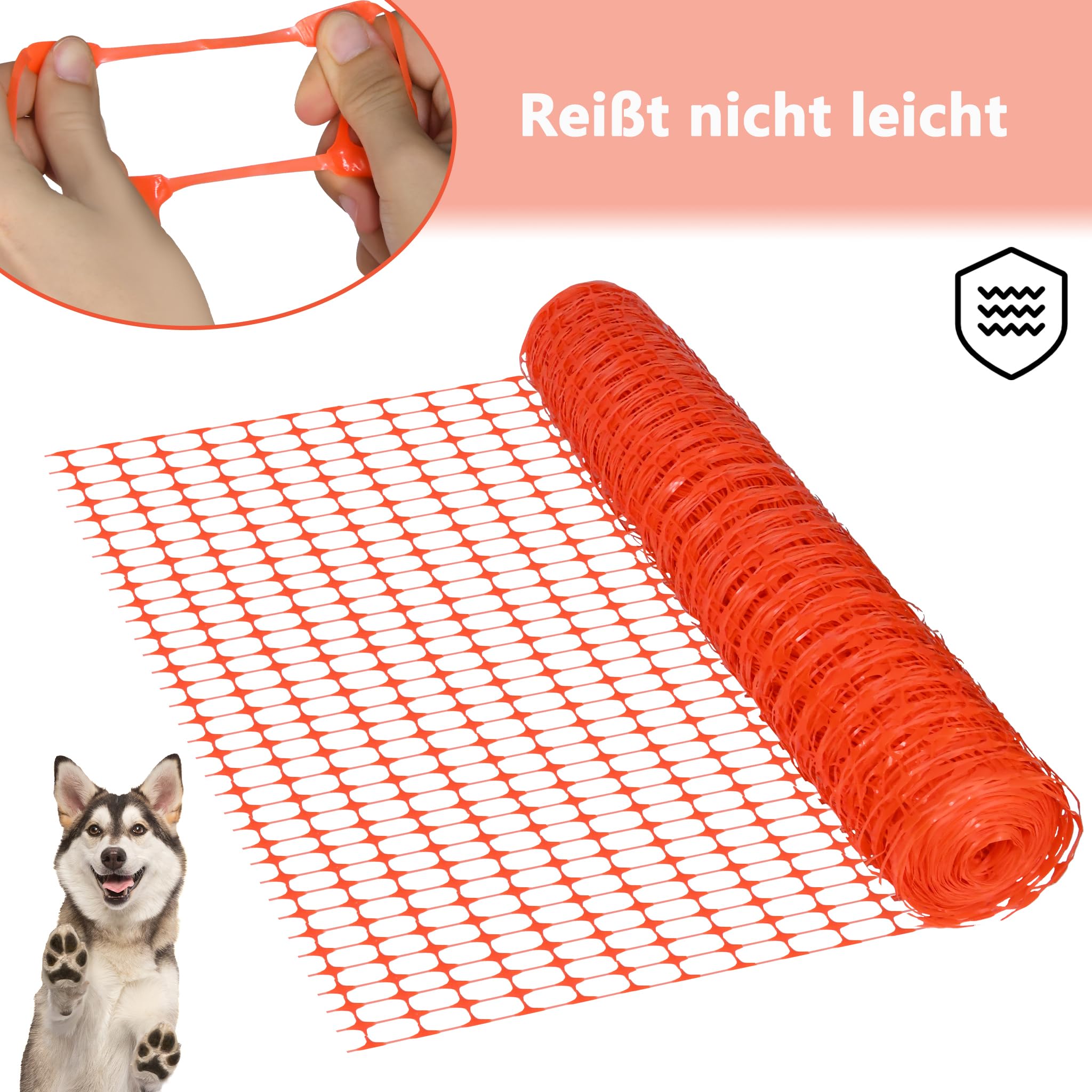 XMTECH Filet d'avertissement - 50 m - Orange - Hauteur : 1 m - Clôture de chantier - 1 rouleau de 50 m