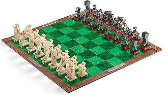 Chess Set Overworld Heroes Vs. Hostile Mobs - Minecraft By Noble Collection