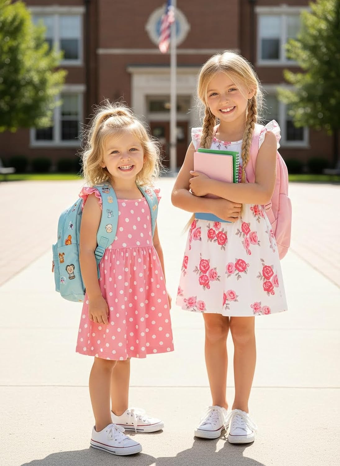 PATPAT Multipack Girl Toddler Dresses Sleeveless Flamingo Striped Toddler Casual Dresses - Image 2