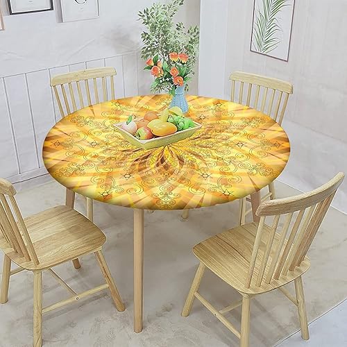 XISUNYA Mantel redondo ajustable con borde elástico, bandas de colores vibrantes con estampado de rayos, se adapta a mesa redonda de 54 pulgadas de
