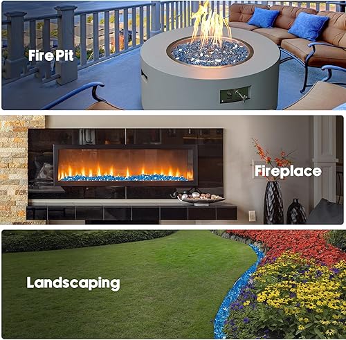 Miniatura 63 de Skyflame 4.53 kg de vidrio resistente al fuego, de 1.27 cm, de brillo intenso para paisajismo de chimenea, lugar para fogatas, Platino reflectante