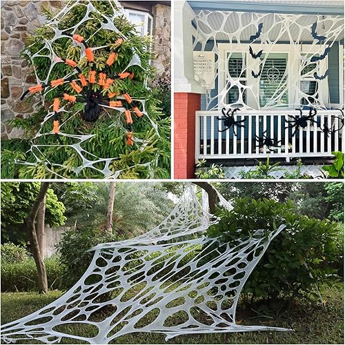 Miniatura 4 de Telaraña para decoración de Halloween al aire libre  Decoración gigante de telaraña elástica de Halloween  Malla de araña a granel  Cortar tus