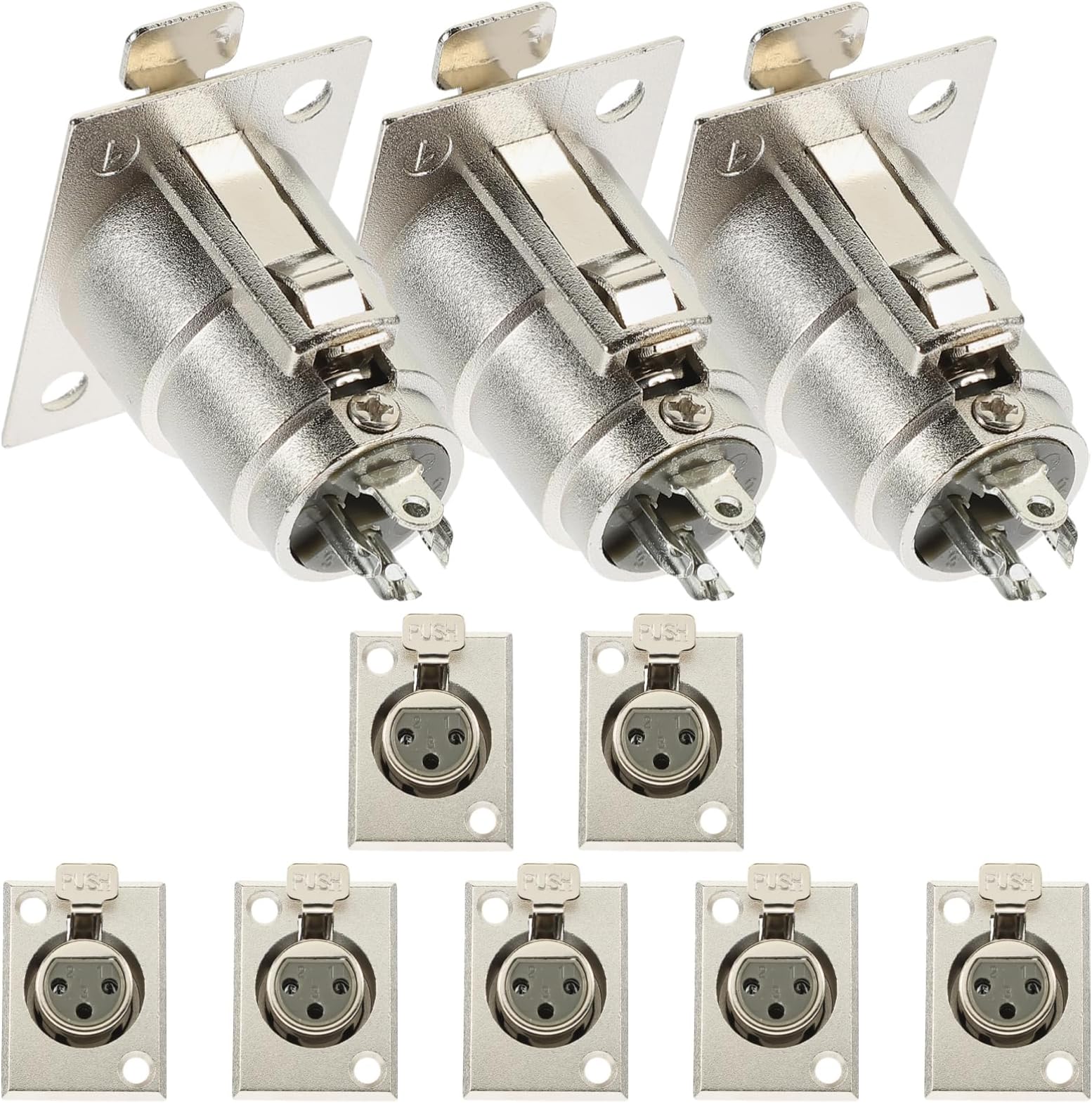 LALAFINA 10pcs 3-pin Female Xlr Chassis Panel Socket Connector for Microphone Repair DIY Audio Accessories Professional Stage Mic Equipment Uk