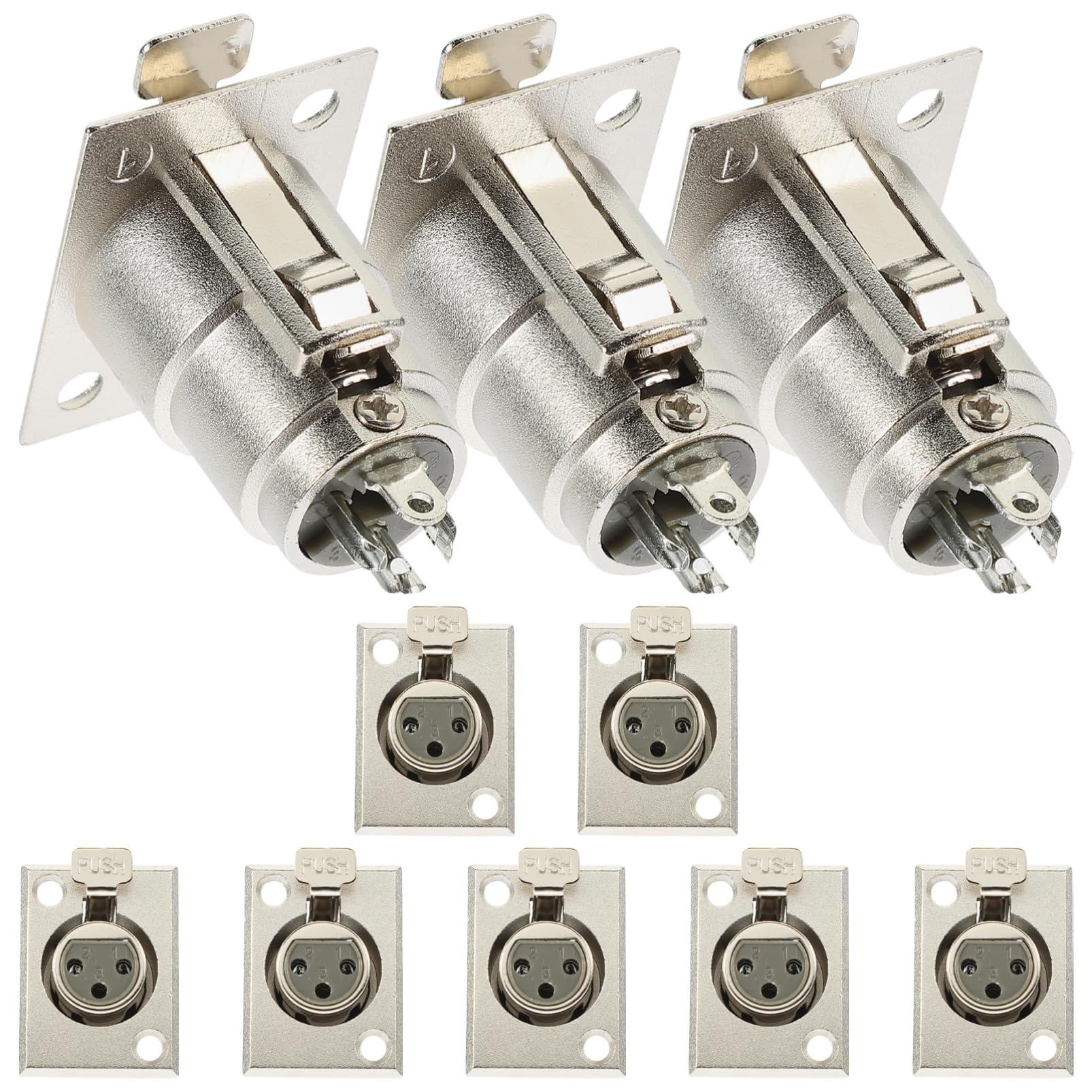 LALAFINA 10pcs 3-pin Female Xlr Chassis Panel Socket Connector for Microphone Repair DIY Audio Accessories Professional Stage Mic Equipment Uk