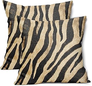 aportt Tiger Print Black and Gold Pillow Cover Set of 2 18x18 Inch Animal Skin Zebra Stripes Cotton Linen Decorative Throw Pillow Case Outdoor Cushion Cover for Home Couch Sofa Holiday Decor - Buy now