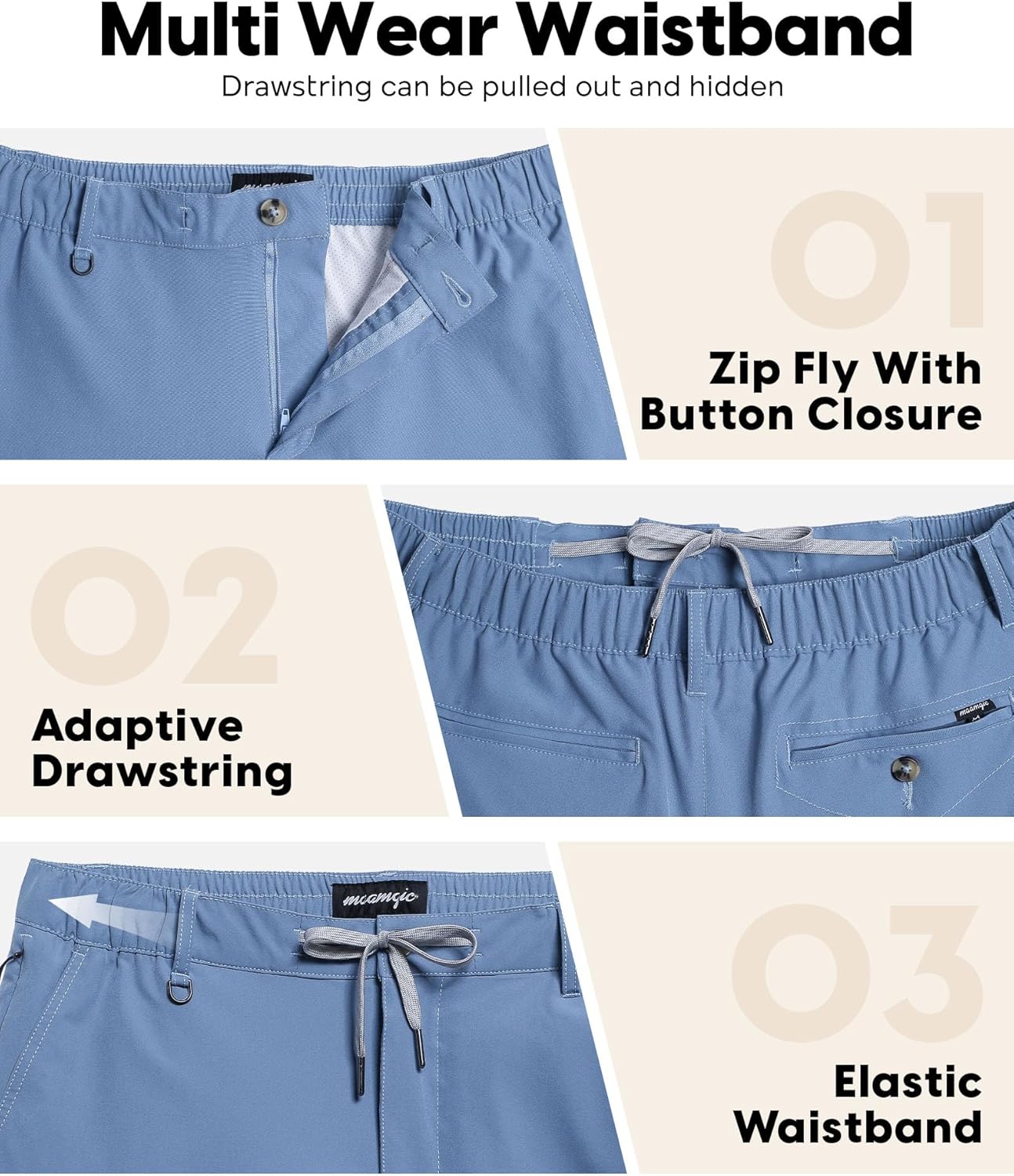 maamgic Mens Casual Shorts with Compression Liner 5/7 Inch Classic Fit Khaki Shorts - Image 4