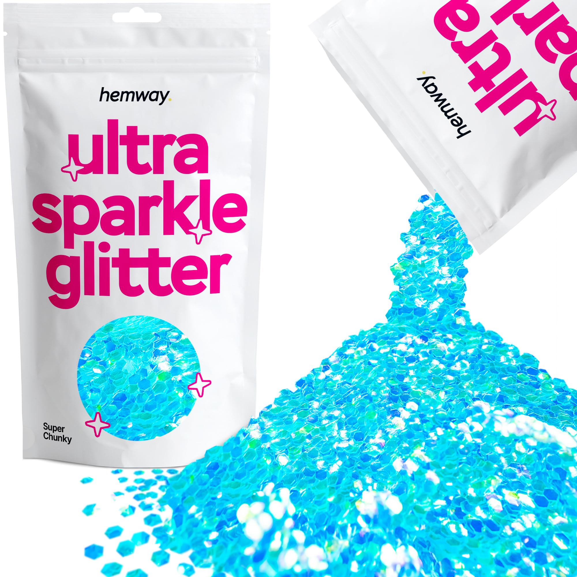 Hemway Ultra Sparkle Glitter Baby Pink Iridescent 100g Fine | Glitter for Arts & Craft, Makeup, Nail Art, Crafting, Card Making, Sparkle Decoration — view 259