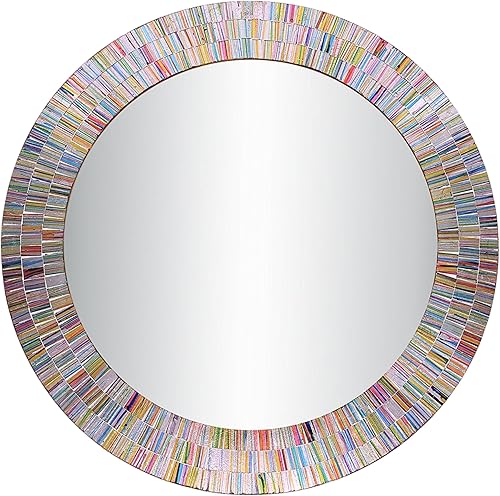 Miniatura 6 de Espejo de pared de arco iris bohemio, espejo de mosaico de vidrio, espejo de pared decorativo, espectro multicolor, para montaje en pared, espejo