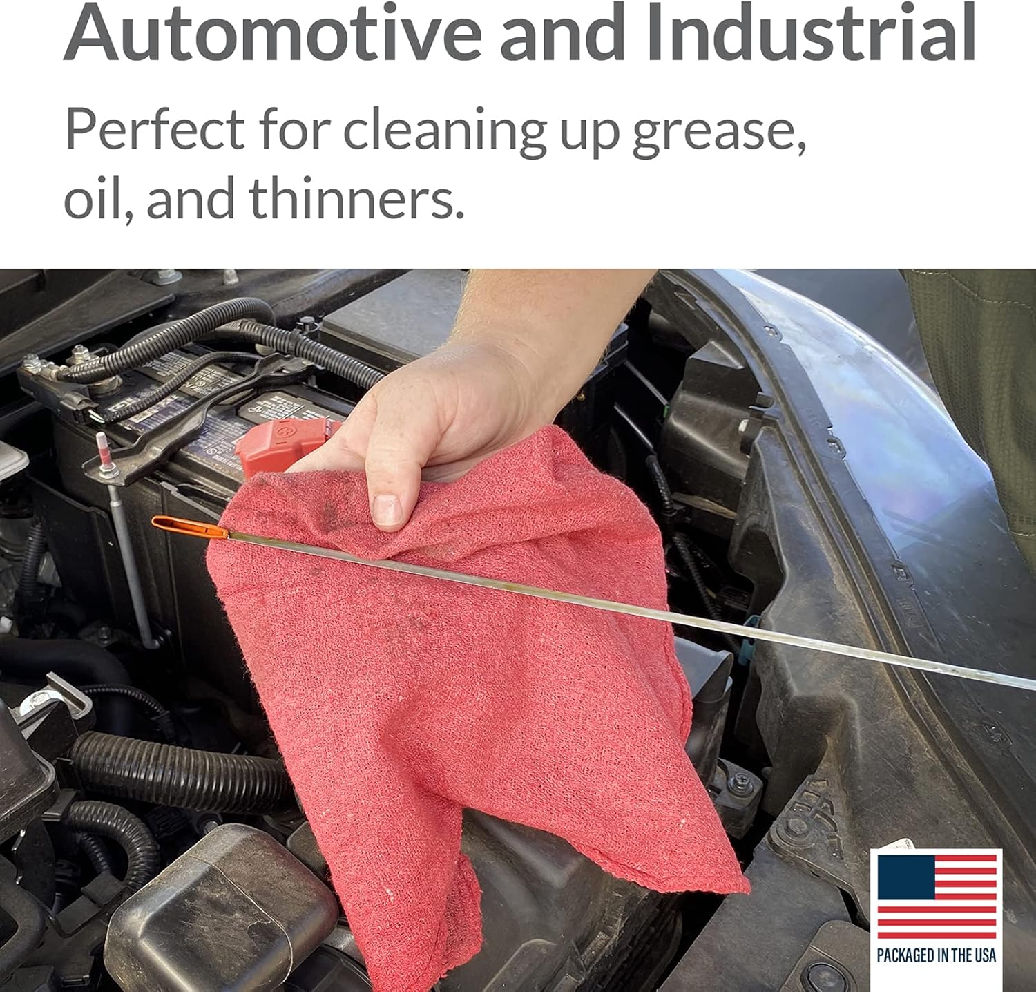Pinnacle Mercantile 25 Pack 15” x 15” Red Shop Towel Extra Large Military Spec, Premium 100% Cotton Cleaning Towel for Oil, Fluids and Spills at Mechanic and Garage Shops, Washable, Packaged in USA : Automotive