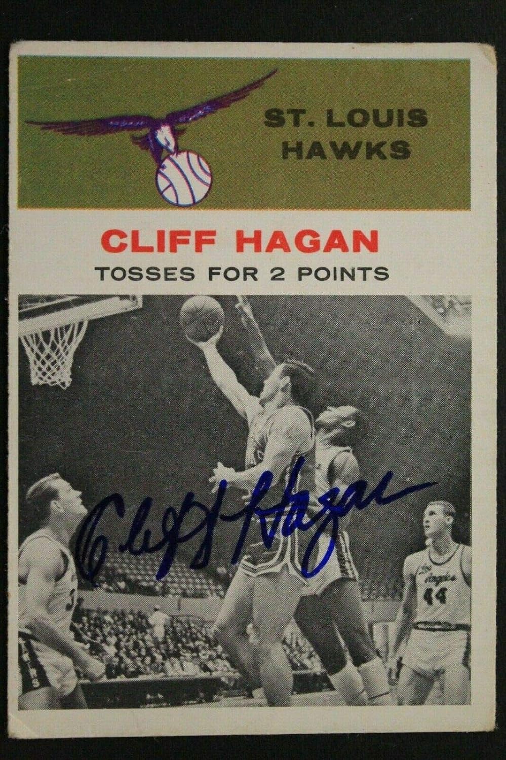 Cliff Hagan HOF St Louis Hawks Kentucky Signed 1961 Fleer #53 Basketball Card