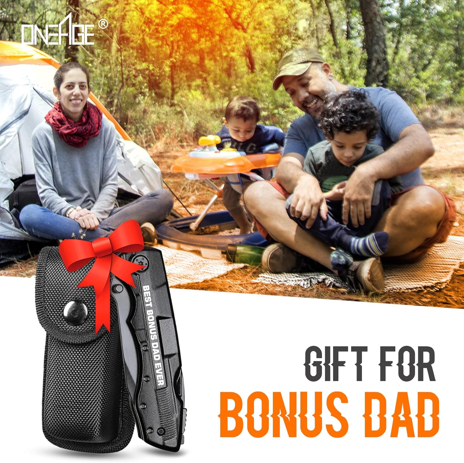 Bonus Dad Gifts, Multitool Knife, Bonus Dad Christmas Practical Gifts, Bonus-Dad Fathers Day Birthday Gift, Gift for Camping, Hiking, Fishing, 20 in 1 Multitool