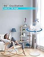 Vista 5 de BLACK+DECKER Ventilador de pie de 18 pulgadas con base de pedestal, ventilador de pedestal de altura ajustable con control remoto y panel de control