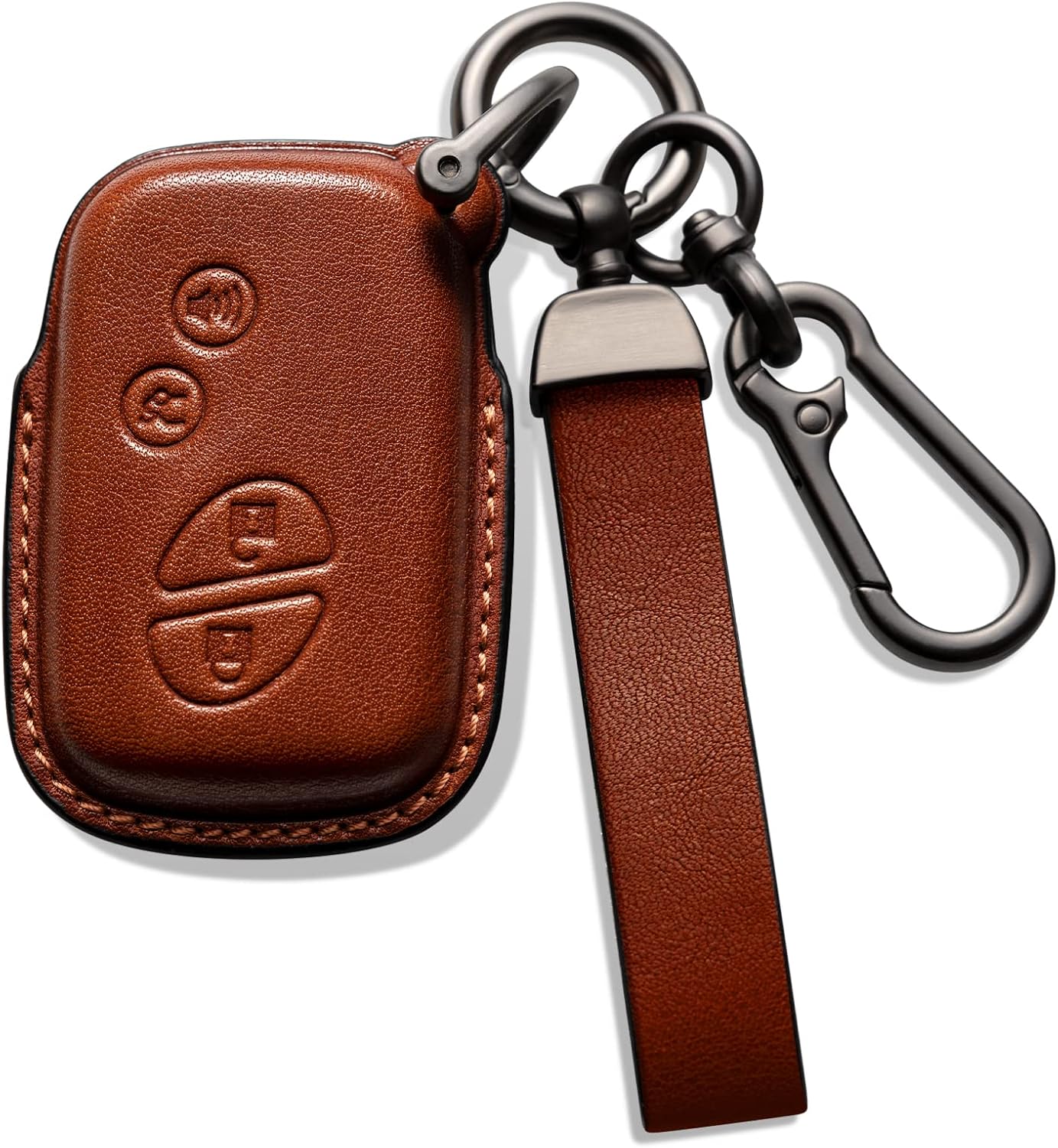 Black Leather Keychain and car Key fob Cover Compatible with Lexus Shell Holder case Gifts Accessories ES250 ES300h ES350 IS300 IS350 NX300 RC F RC300 RC350 RX350L RX450h RX450hL