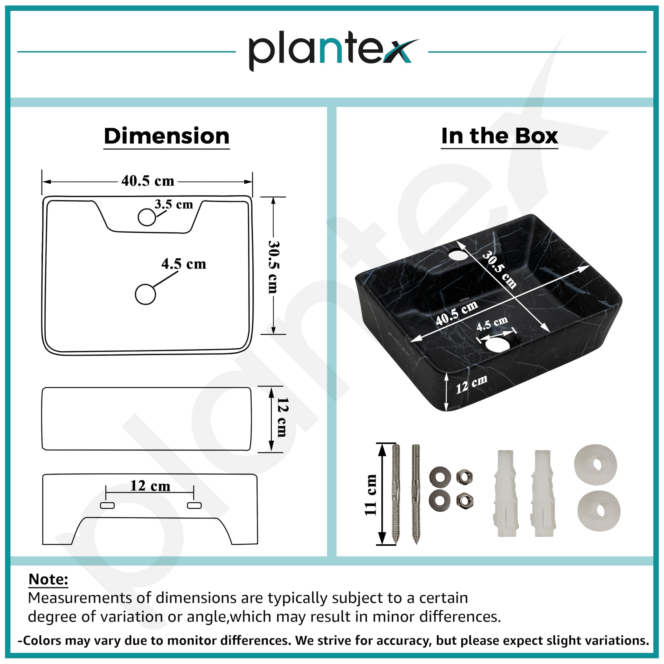 Plantex Ceramic Wash Basin - Black -3