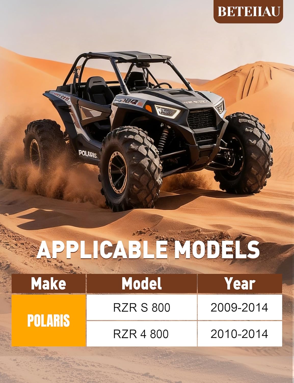 Rear Upper & Lower A-Arms for 2009–2014 Polaris RZR S 800 & 2010–2014 RZR 4 800, High Clearance Adjustable Suspension Arms, Wrinkle Black Powder Coated Steel