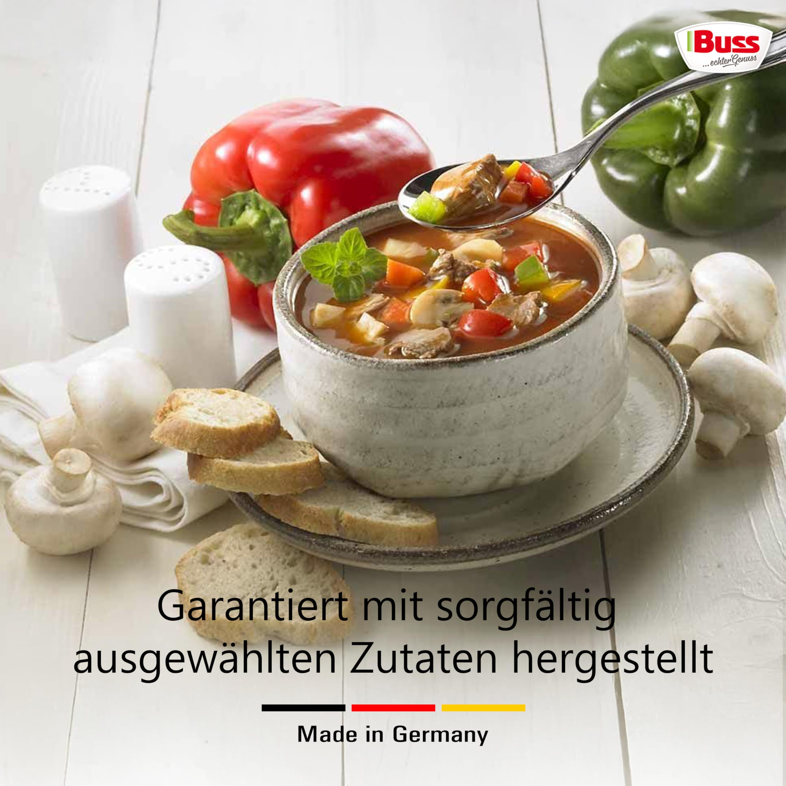 Buss Klassische Suppen - Herzhafte Gulaschsuppe mit Rindergulasch, 12x400g