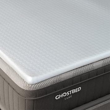 GhostBed Firm Foam with Cover Mattress Topper, Twin XL 1.5 Inch Polyurethane Foam Firm Mattress Topper Twin XL for Back Pain, Durable and Easy to Install & Remove, Made in USA | CertiPUR-US Certified