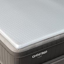 GhostBed Plush Foam W/Cover Mattress Topper, Twin XL 1.5 Inch Polyurethane Foam Plush Mattress Topper Twin XL for Back Pain, Durable and Easy to Install & Remove, Made in USA | CertiPUR-US Certified