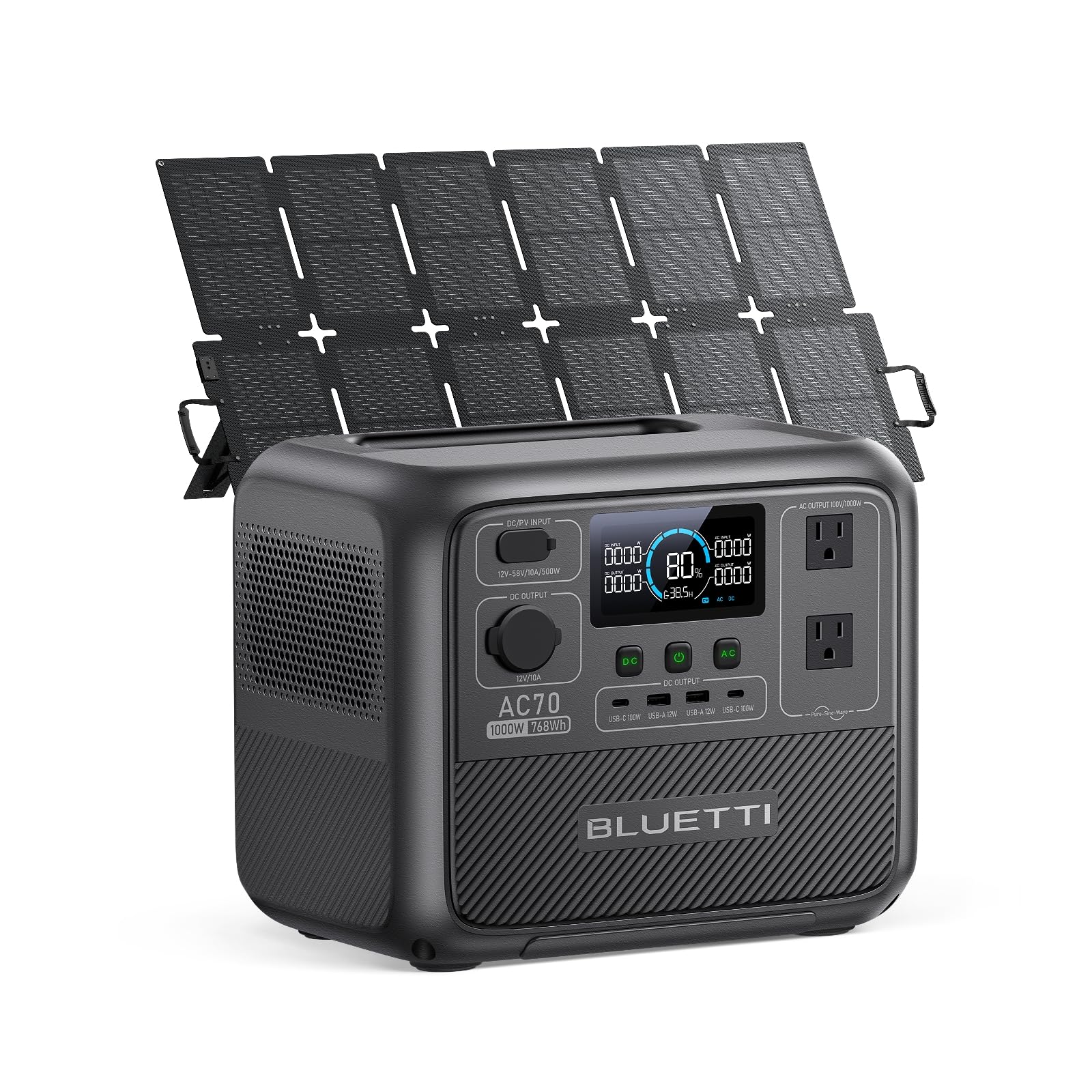 Amazon.co.jp: BLUETTI ポータブル電源 AC70 768Wh/1000W ソーラパネル