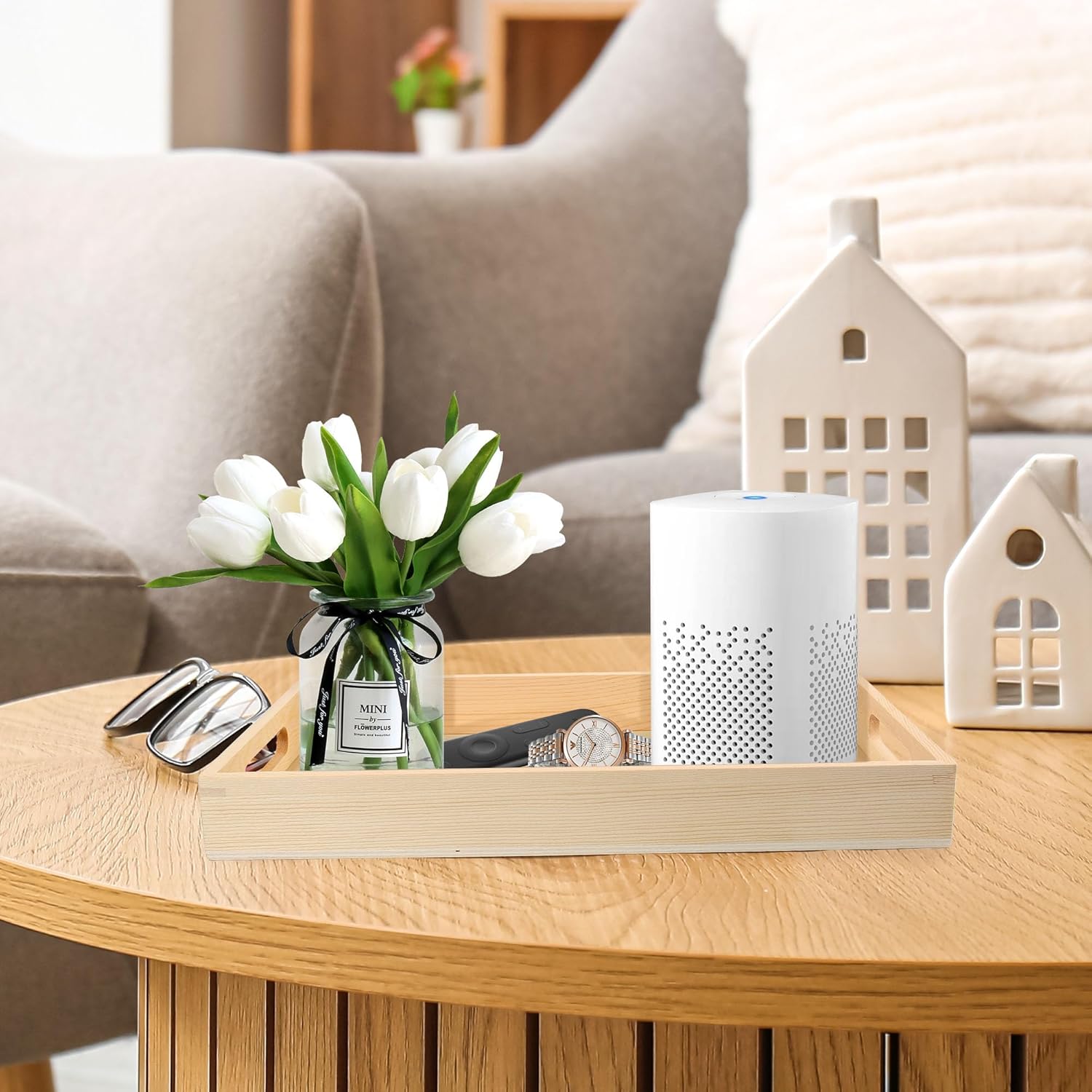 LotFancy Wooden Nested Serving Trays, Set of 5, Unfinished Natural Wood Trays with Handles, for Craft and Decor, Food Organizer for Breakfast, Lunch, Dinner - Image 6