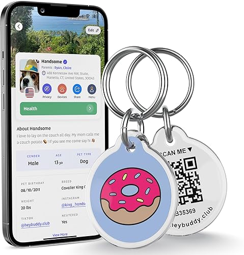 HeyBuddy Etiquetas inteligentes para mascotas con código QR para perros y gatos  La etiqueta personalizada para mascotas almacena múltiples