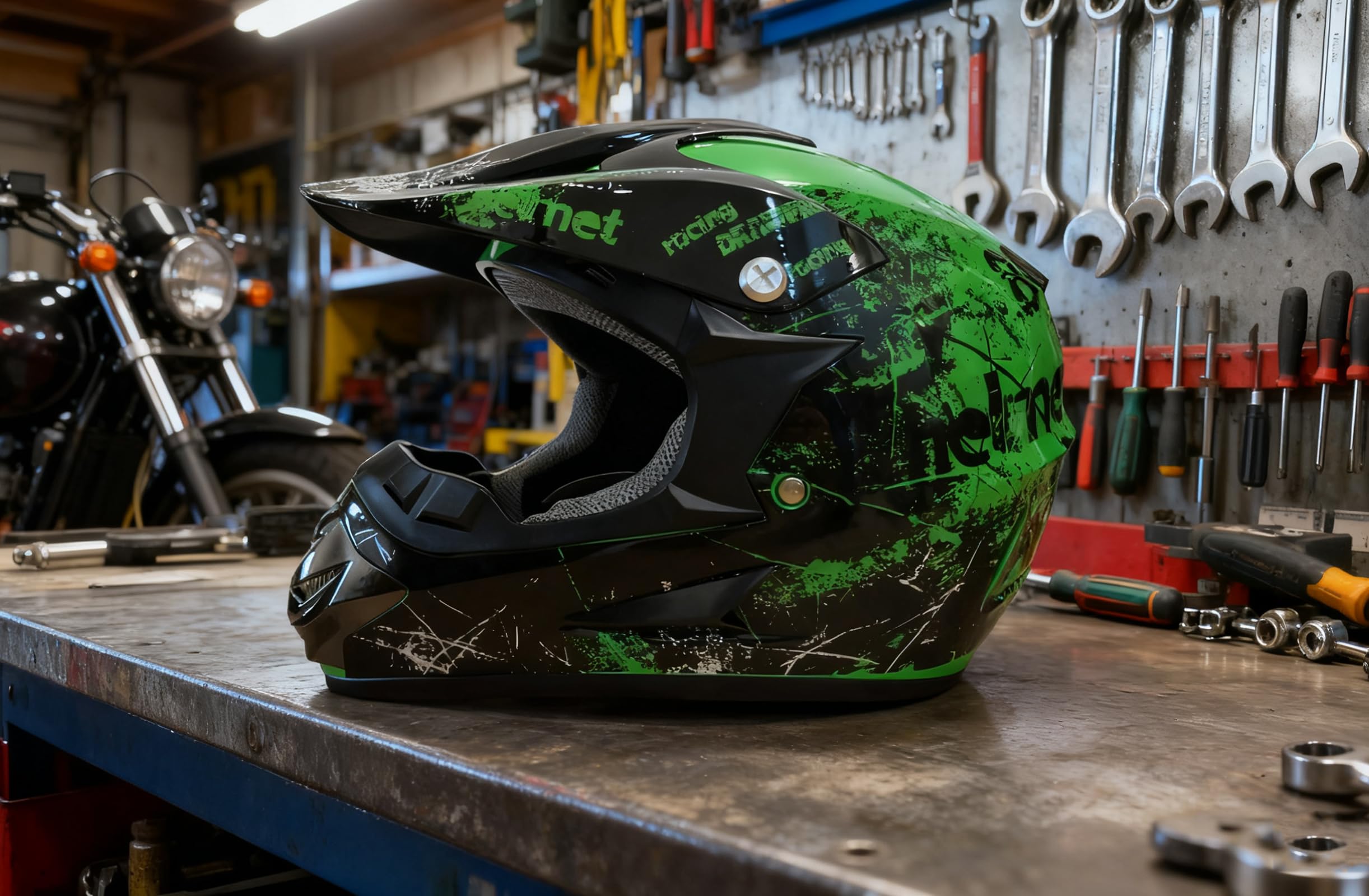 Casque de motocross, casque de moto tout-terrain pour jeunes, tout-terrain, BMX, 4 roues, avec gants, lunettes et masque