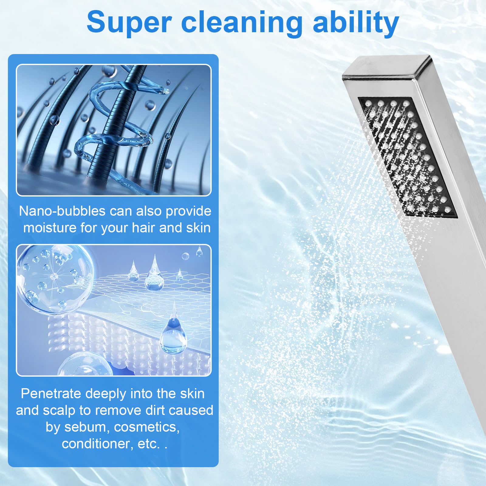 YYTECH Handheld Shower Head High Pressure Shower Solid Brass Square Shower Head with Handheld Sprayer Chrome Universal Hand Shower - Image 4