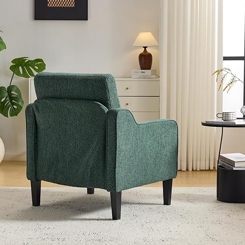 Miniatura 38 de VINGLI Silla decorativa moderna de mediados de siglo, sillas decorativas de tela beige para sala de estar, sillón tapizado, sofá con brazos
