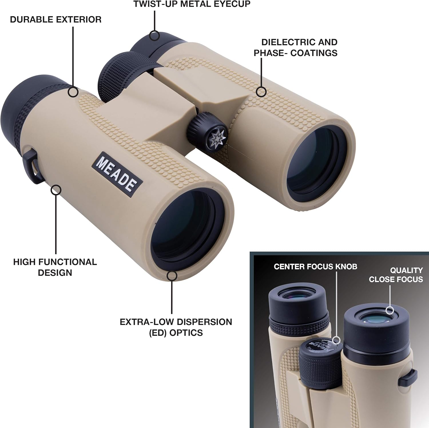 One-Day Sale: Up to 50% Off Meade Instruments – CanyonView ED (Extra-low Dispersion) 8x42 Powerful Outdoor Bird Watching Sightseeing Sports Concerts Travel Binoculars – Fully Multi-Coated BaK-4 Prisms – Durable & Waterproof