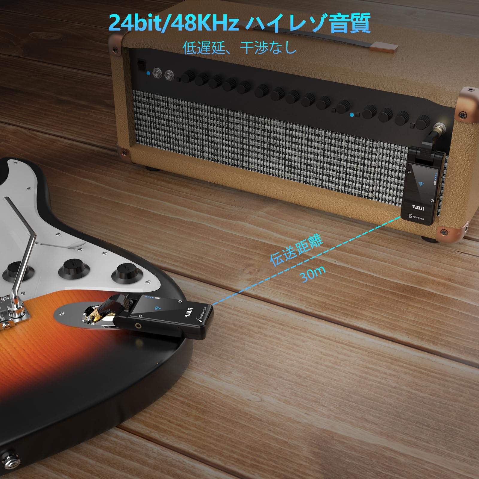 Amazon.co.jp: 1Mii ギターワイヤレスシステム 送受信機 エレキギター
