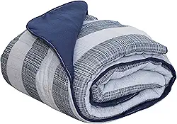 Edredom Estampado 1 Peça Portallar Casa Duo Amsterda/Azul Profundo Solteiro