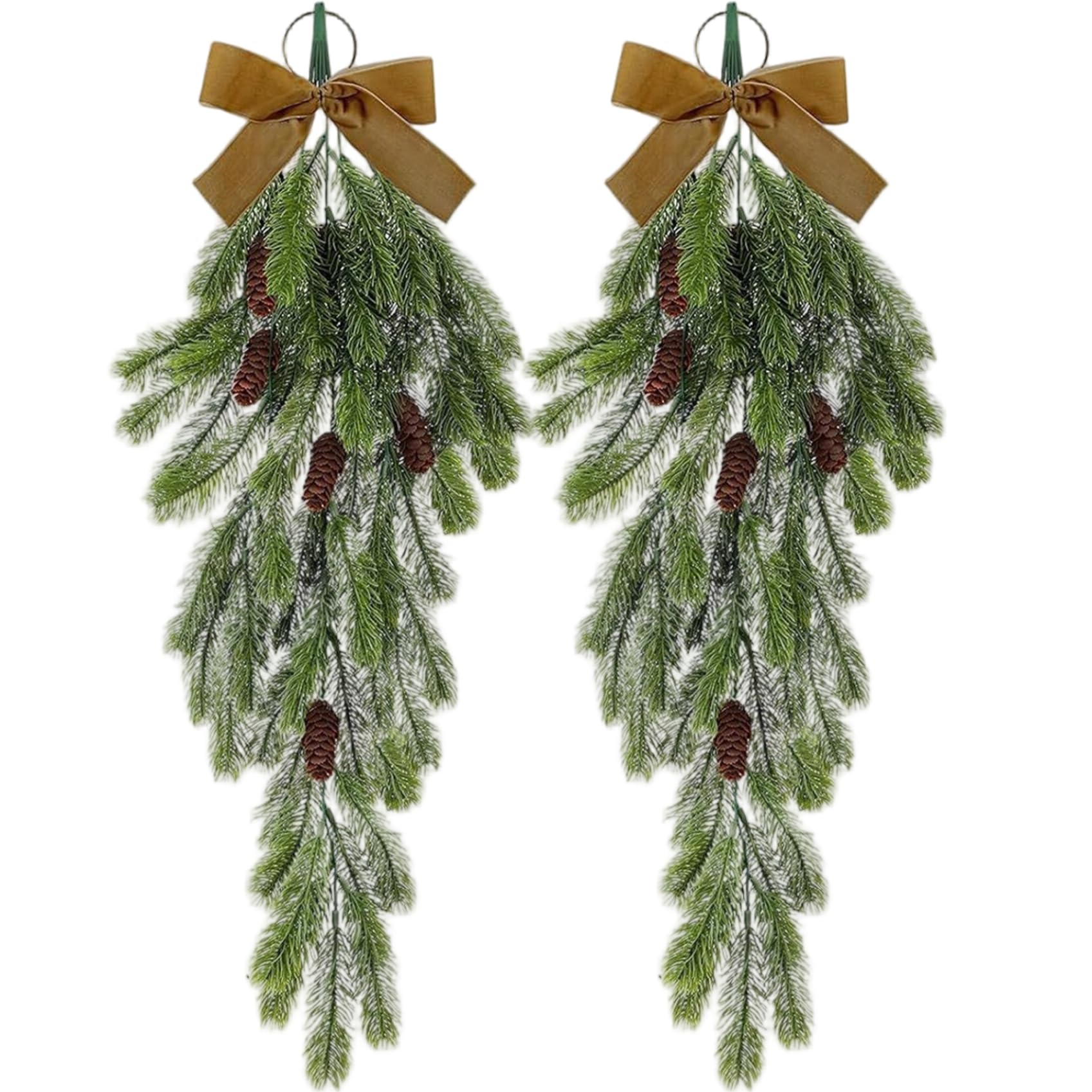 Aiguille de pin artificielle lot de 2 larmes de Noël 68cm pour porte