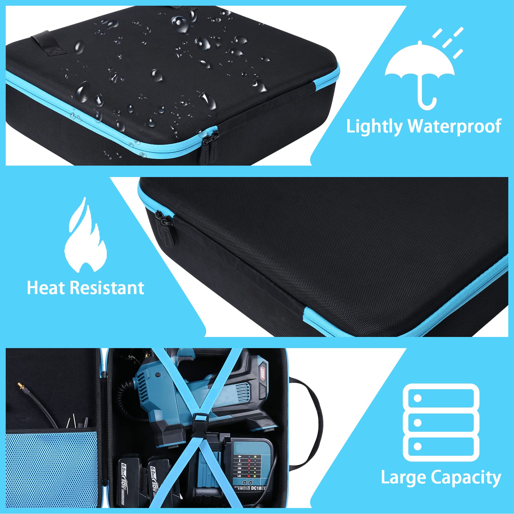 Aenllosi Dur Cas Etui pour Makita DMP181z 18V Compatible avec Inflador Compresseur Makita 18v, Organisation pour 18V Makita sans Fil Gonfleur (Seulement pour Le Coque)