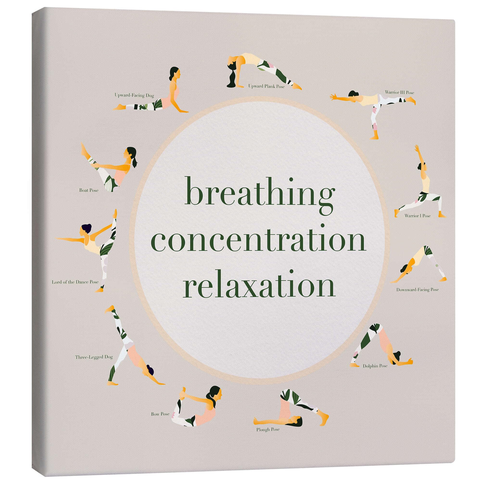 Posterlounge Yoga - breathing concentration relaxation Lienzo | 70 x 70 cm Beige Cuadros Decoración para la pared