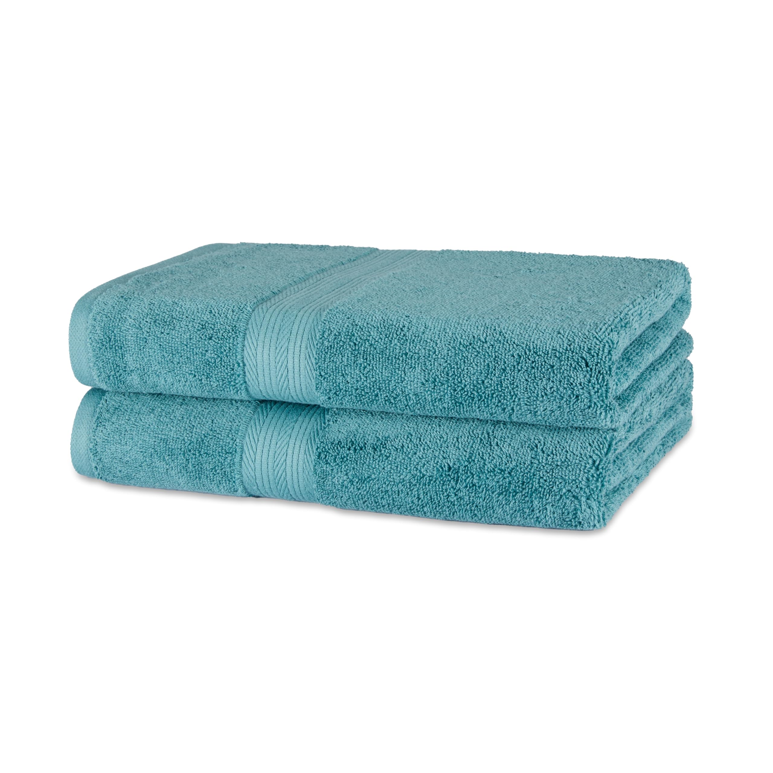 Amazon Basics Fade-Resistant 100% Cotton Bath Towel, 2 Pack, 30"x54", Teal Green