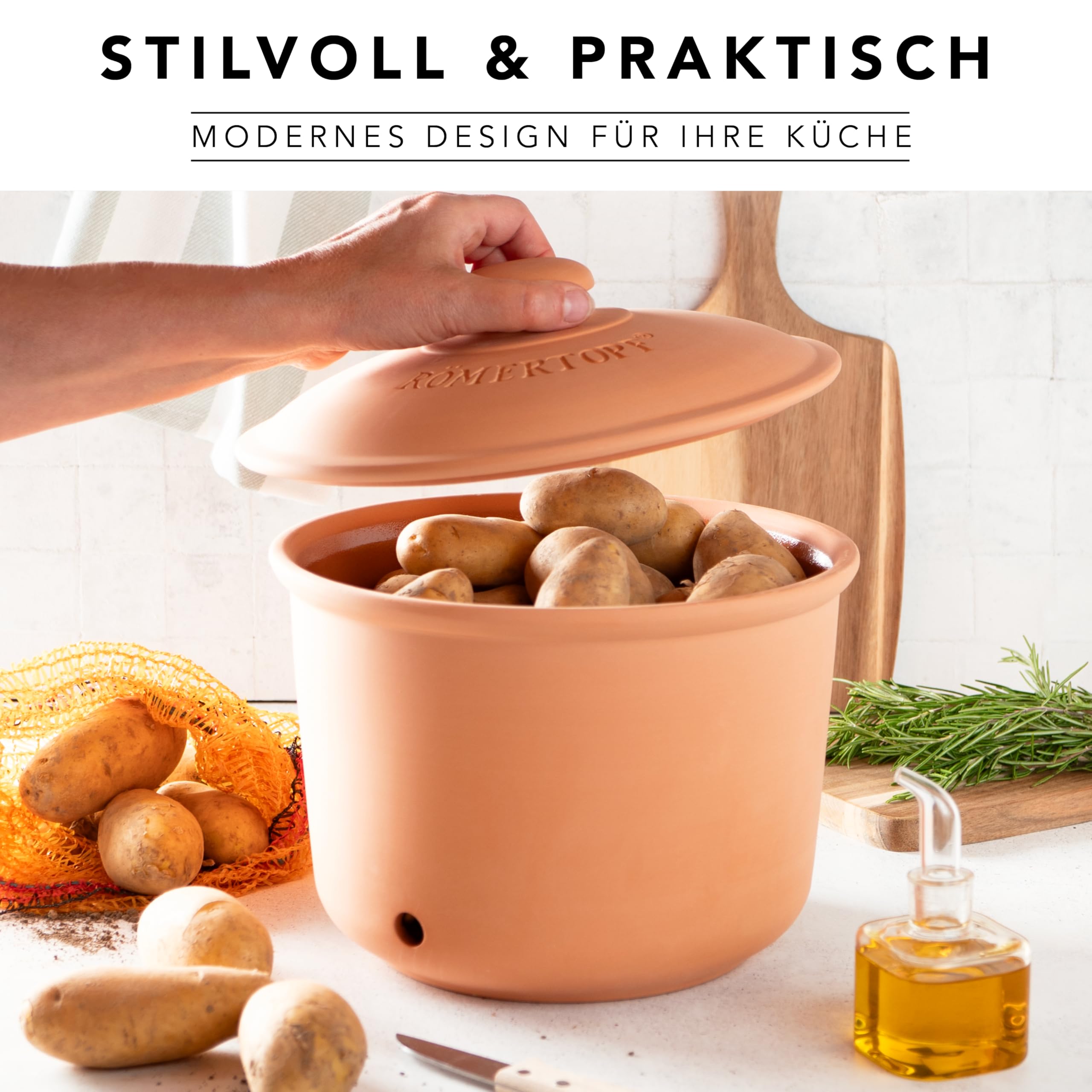 Römertopf Contenitore per Patate in Ceramica – Conserva Patate Fresche più a Lungo, Traspirante e Areato, Naturale, tradizione dal 1967