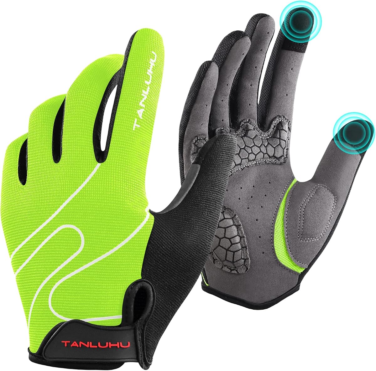 Tanluhu Guantes de Ciclismo Guantes de Bicicleta de montaña Guantes de Ciclismo para Hombres Mujeres Guantes de Entrenamiento con Dedos Completos al Aire Libre Pantalla táctil Guantes MTB Antideslizantes