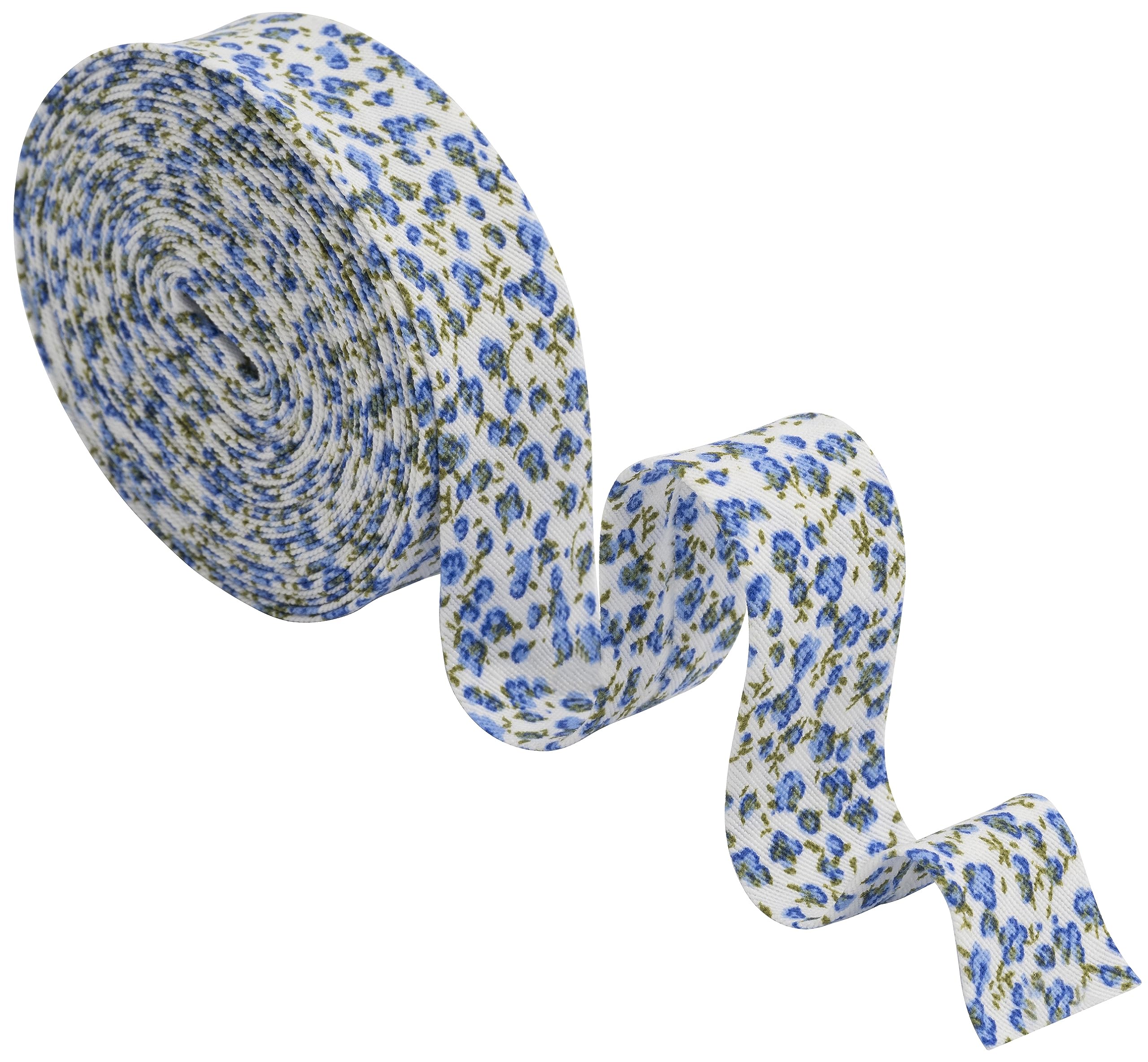 Nastro Sbieco Decorativo Fiori 4.5m X 20mm - Poliestere/Cotone, Blu - Foto 2