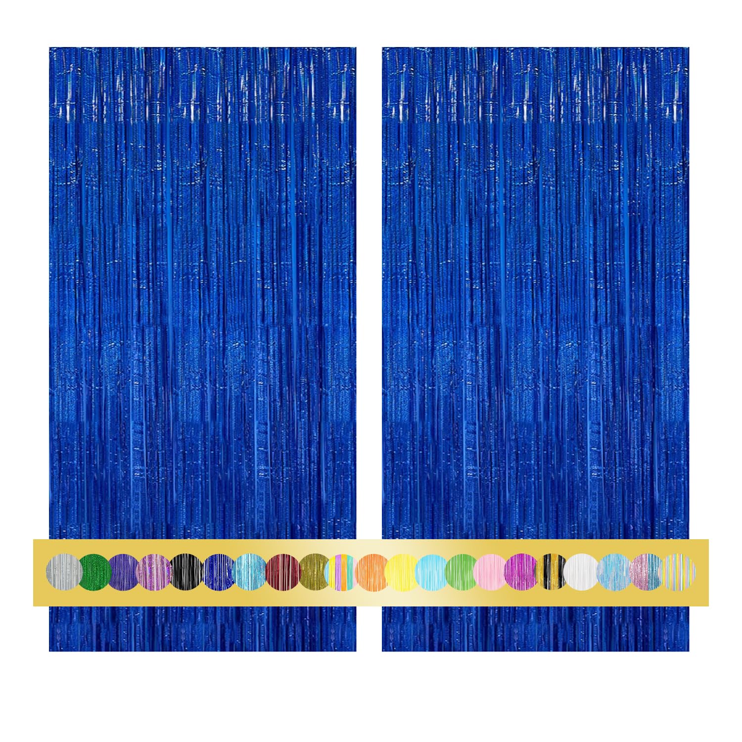 Montegoni 2pcs 3.3ft x 8.2ft Glitter Blue Tinsel Curtains, Foil Fringe Streamers for Party Decor - New Year, Birthday, Baby Shower, Wedding, Holiday Backdrop Decoration โ image 1