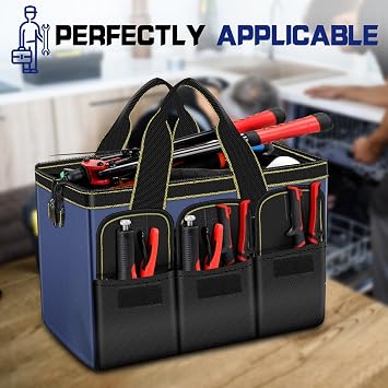 AIRAJ Tool Bag 2-Pack Set, 14 & 16 Wide Mouth Tool Bags for Men and Women