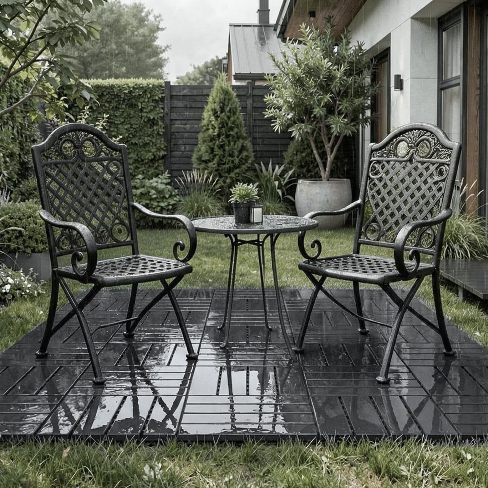 Sobuy 45 Stück Balkon Bodenbelag Klicksystem Wetterfest Terrassenfliesen für Balkon und Terrasse Terrassenplatten Außenbereich Anti-Rutsch Grau 30,5x2x30,5 cm SDA14-HGx3