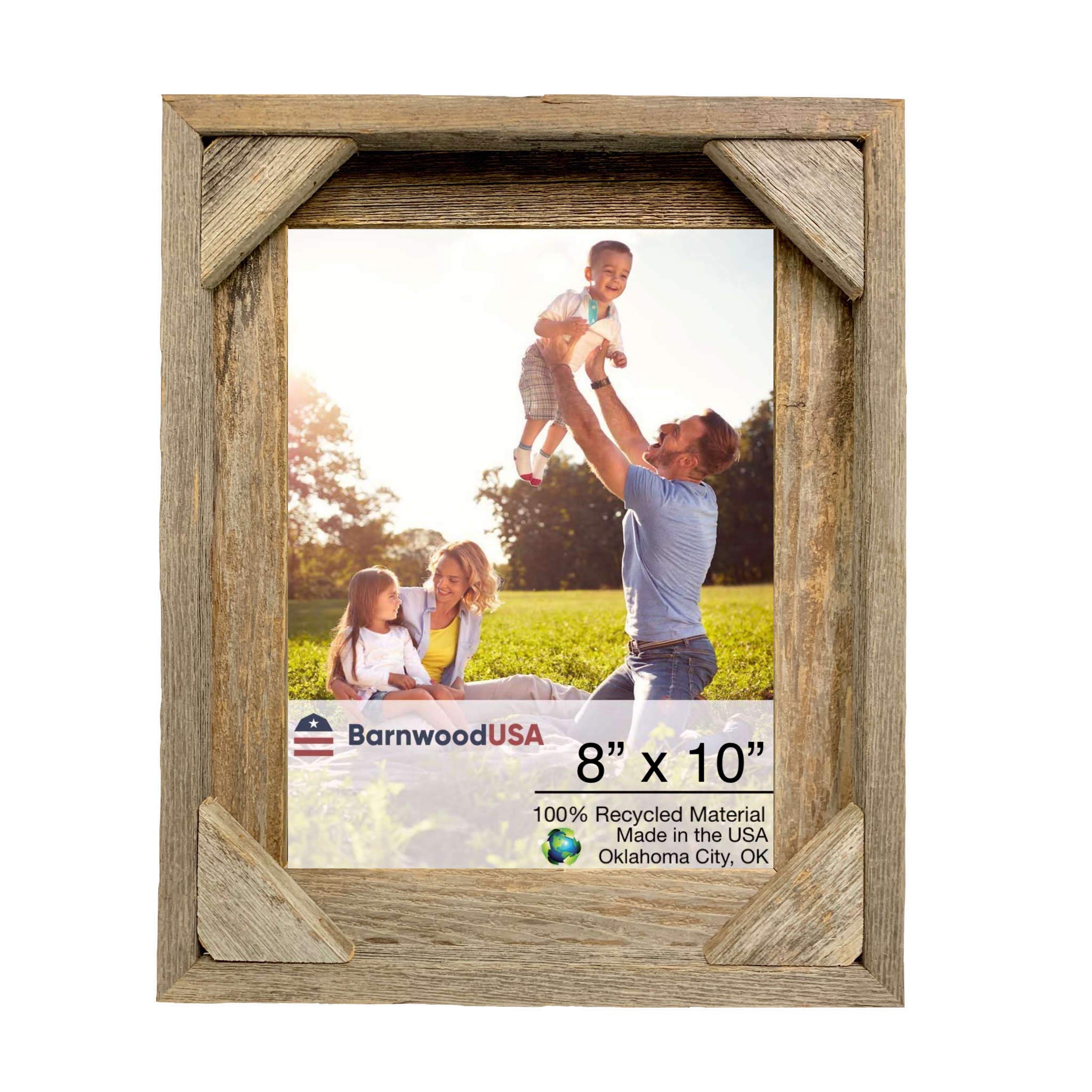 BarnwoodUSA Rustic Signature Corner Block Picture Frame - Our 8x10 Picture Frame can be Mounted Horizontally or Vertically and is Crafted from 100%