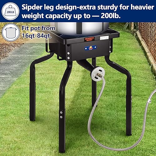 Miniatura 5 de ARC 200,000BTU - Quemador de propano para cocinar al aire libre, con patas extraíbles, ideal para woks, sartenes y ollas