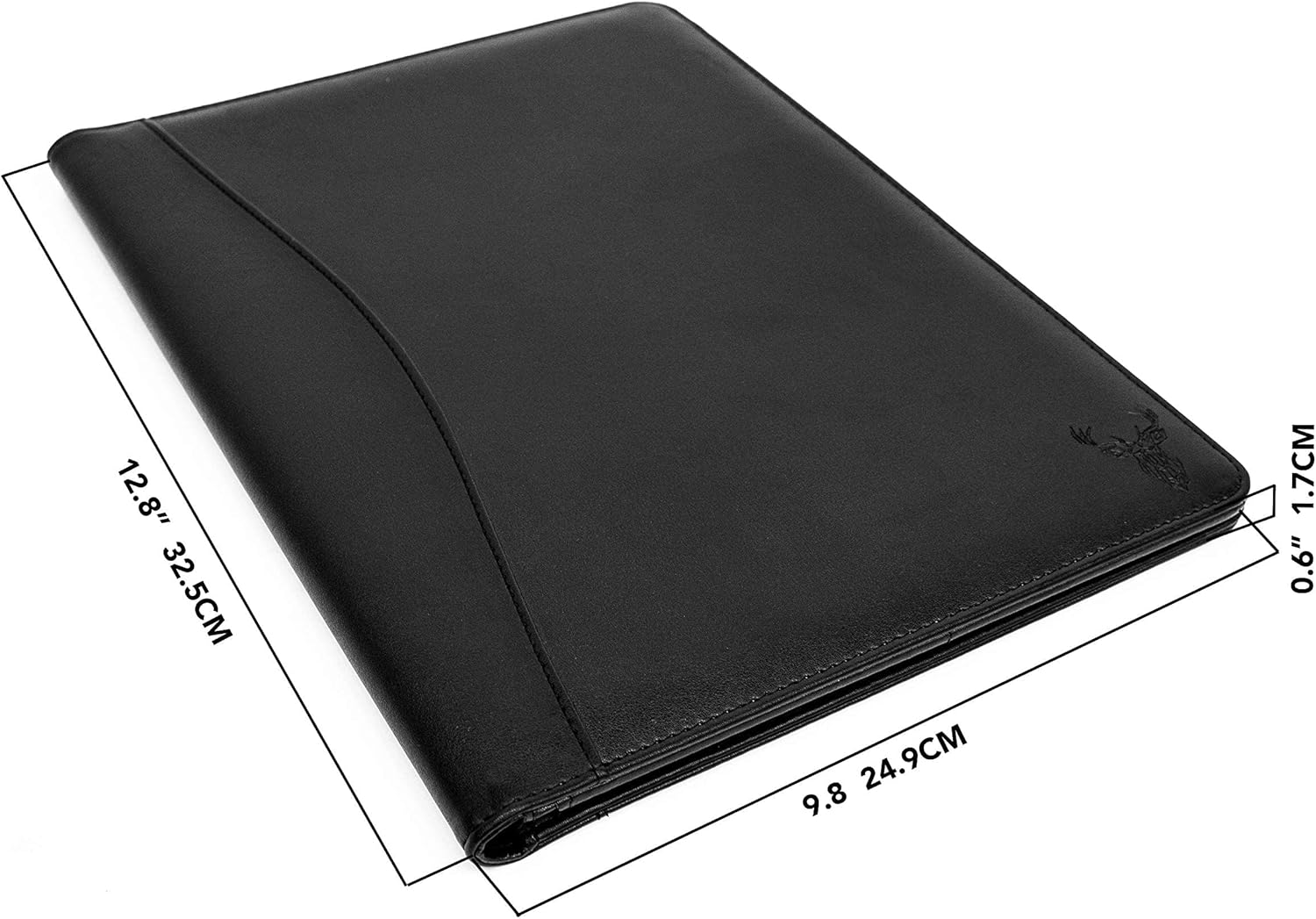 Wundermax Portfolio Binder - 12.8 x 9.8 x 0.6 Inch Vegan Leather Padfolio for Women and Men w/ Notepad, Pockets for Tablet, Resume and Documents - Black : Office Products