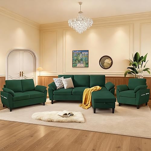 Juego de sofá modular convertible, sofá en forma de L de 79 pulgadas con otomana, sofá biplaza, sillón, sofás pequeños de 6 plazas para espacios