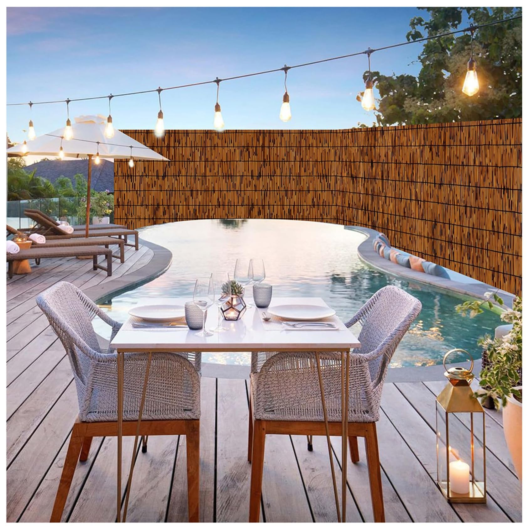 CMJYMX Bambus Sichtschutz Zaun  Schilfrohr Rollzaun Schilfrohrmatte  Sichtschutzmatte  160 cm Hoch & 300 cm Lang  Fr Balkon, Terrasse Und  Garten  Blickdicht & Wetterfest(H160*L300cm) : Amazon.de: Garten