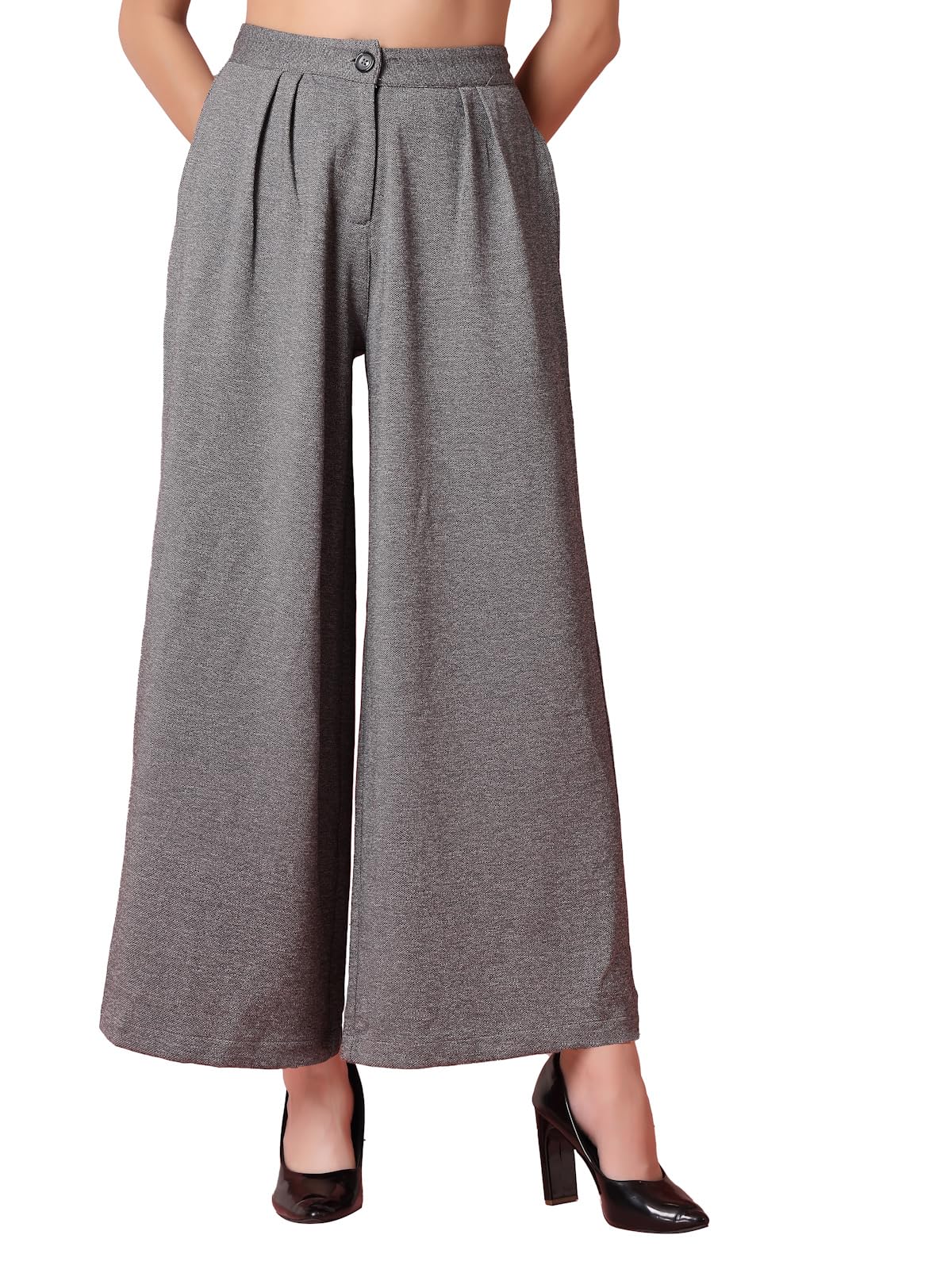 OOMPH! Women's High-Waisted Pant | Wide Leg Trousers | Korean Style Stretchable Trouser